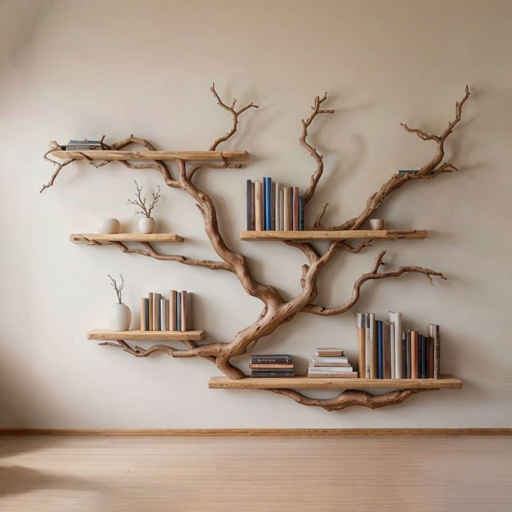 Tree Bookshelf Solid Wood Driftwood Bookcase