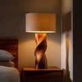 Modern Accent Table Lamp, Contemporary Wood Nightstand Bedside Light for Living Room & Bedroom
