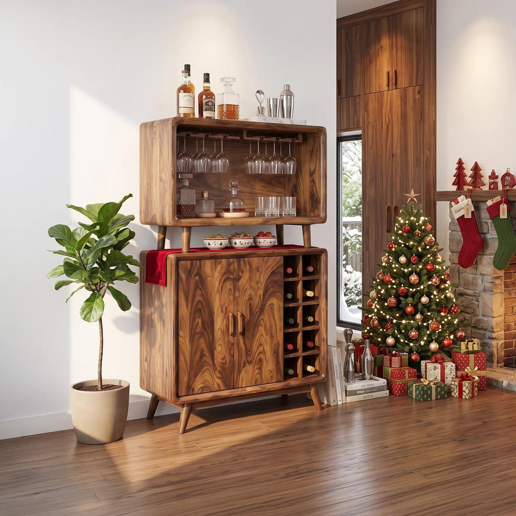 Mid Century Xmas Bar Cabinet Family Living Room