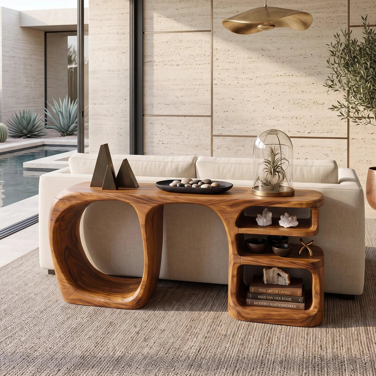 Organic Open Compartment Console For Contemporary Hallway