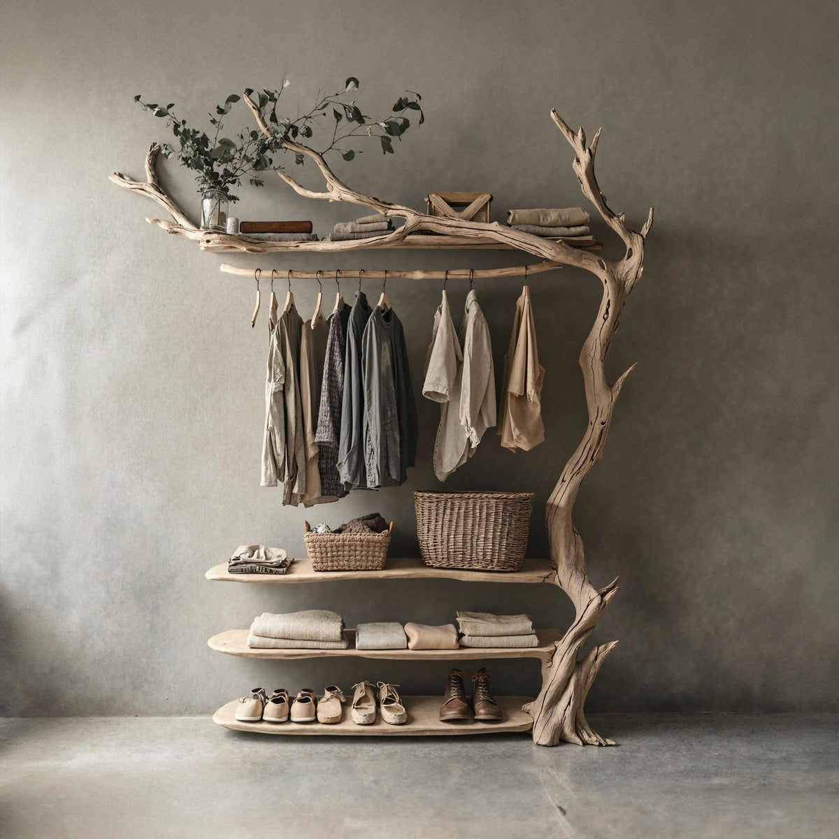 Standing Corner Rack Tree Branch Rustic Coat Hanger Coat Rack
