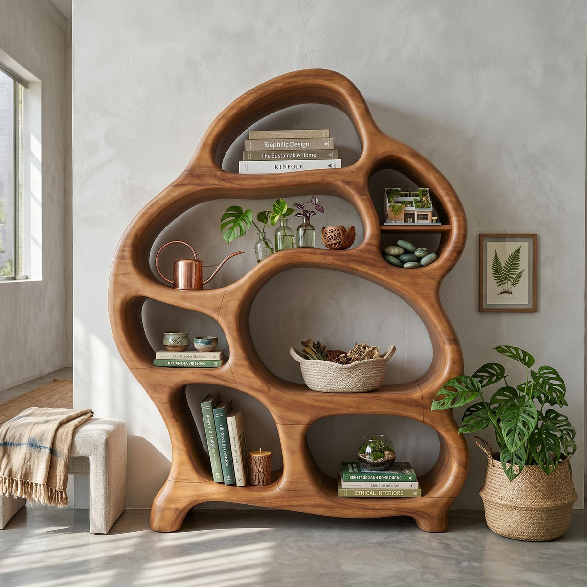 Mid Century Open Bookshelf For Living Space