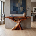 Teezano Modern Live Edge Console Table, Handcrafted Organic Wood Entryway and Hallway Accent Table for Living Room Decor, SILDTTNCS074