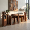 Minimalist Rounded Record Player Stand, Handcrafted Mid-Century Modern Wood Vinyl Storage Cabinet, Model