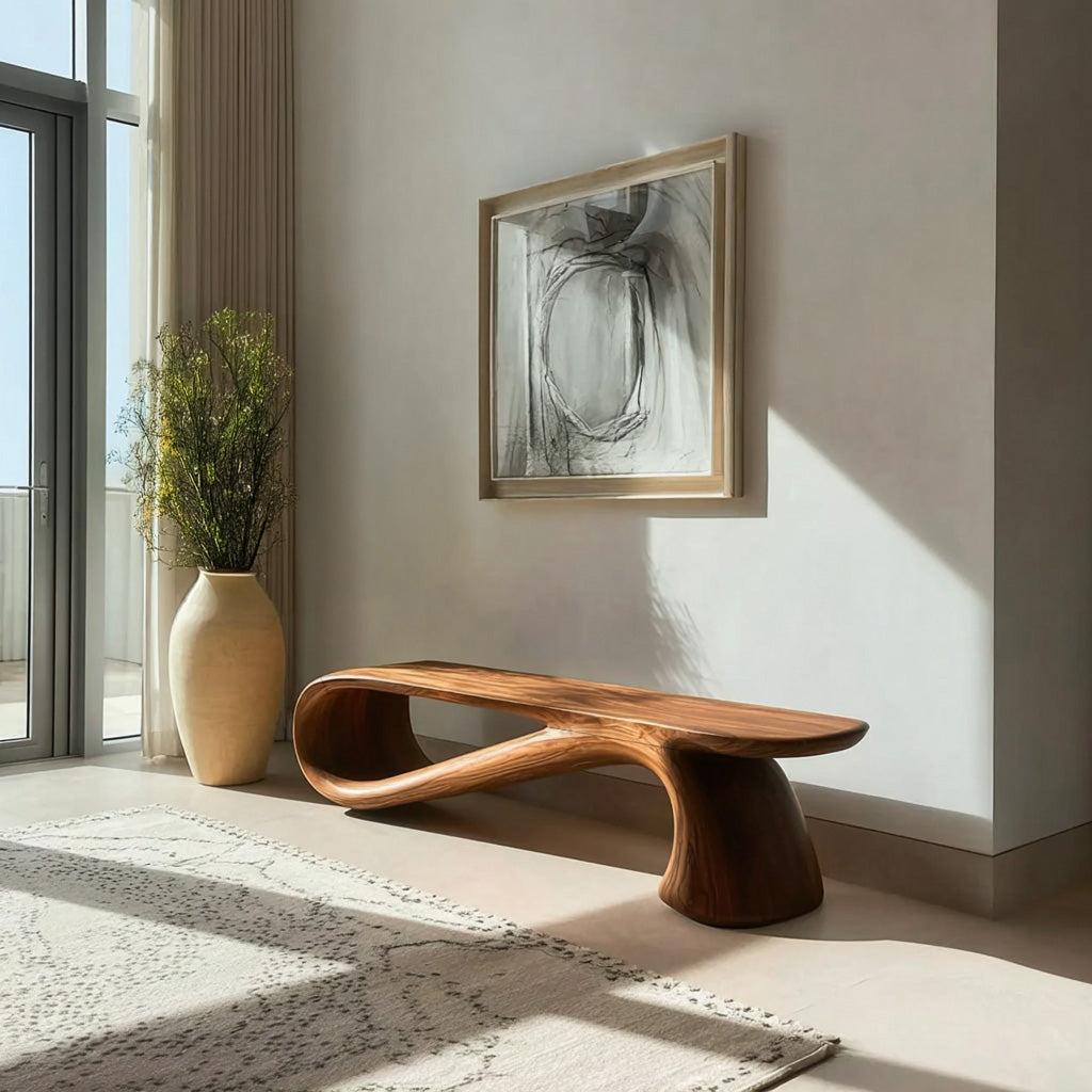 Spry Interior Minimalist Wooden Bench, Contemporary Entryway Settee, Sleek Bed End Accent Dining Bench for Living Room - RTTHHNCHR134