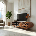 Modern Wooden TV Cabinet With Leaf Shape Door For Living