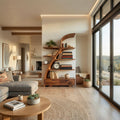 Organic Wooden Bookshelf For Living Area