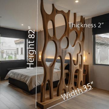 Modern Sculptural Wooden Room Divider For Bedroom Or Living Room