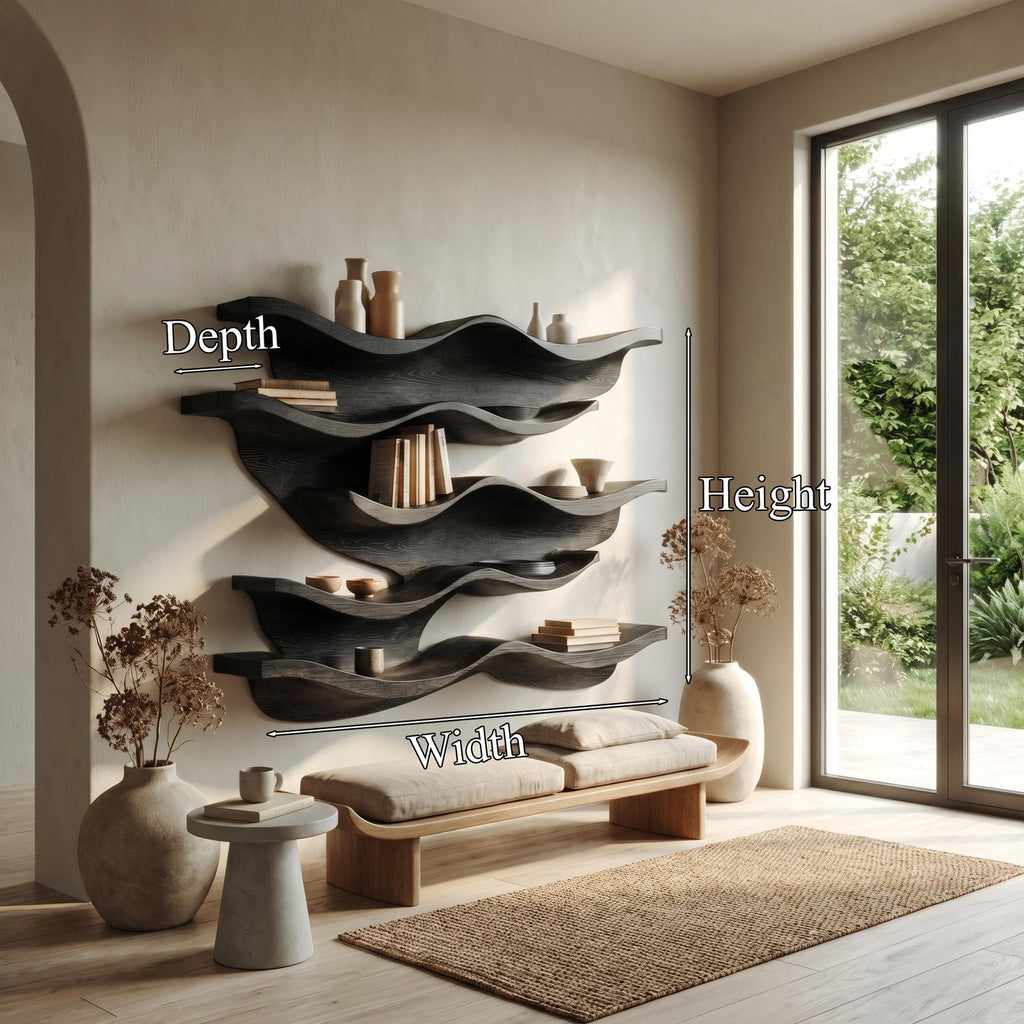Sculptural Wave Wall Mounted Bookshelf For Living Room And Bedroom