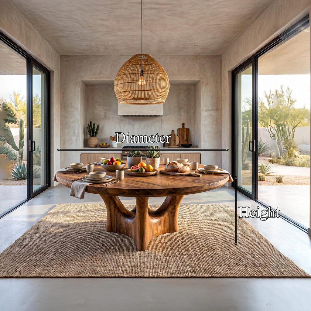 Spry Interior Contemporary Round Dining Table, Solid Wood Smooth Curved Pedestal Base Table for Kitchen & Dining Room, SINLHADT182