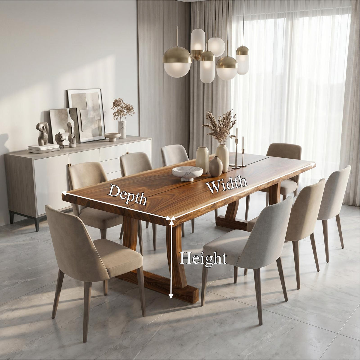 Spry Interior Contemporary Solid Wood Dining Table with Rounded Edge, Modern Kitchen Room Dinner Table, SINLSADT190