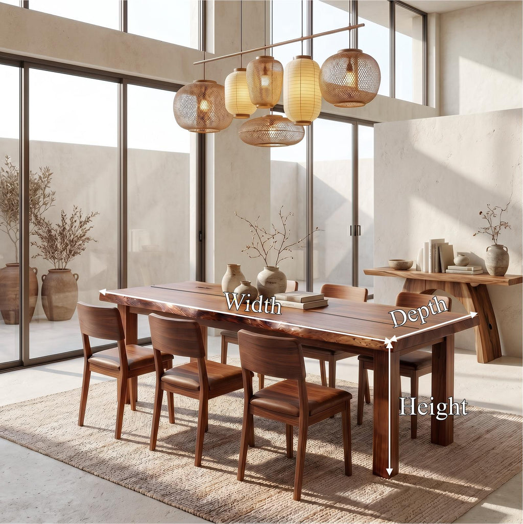 Mid-Century Dining Table with Double Pedestal Base, Oval Solid Wood Kitchen & Dining Room Table