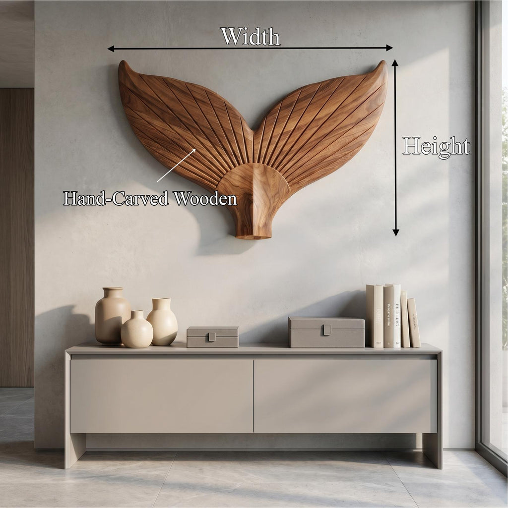 Angel Wings Wooden Wall Sculpture, Hand-Carved Distressed Wood Art Decor for Living Room & Entryway
