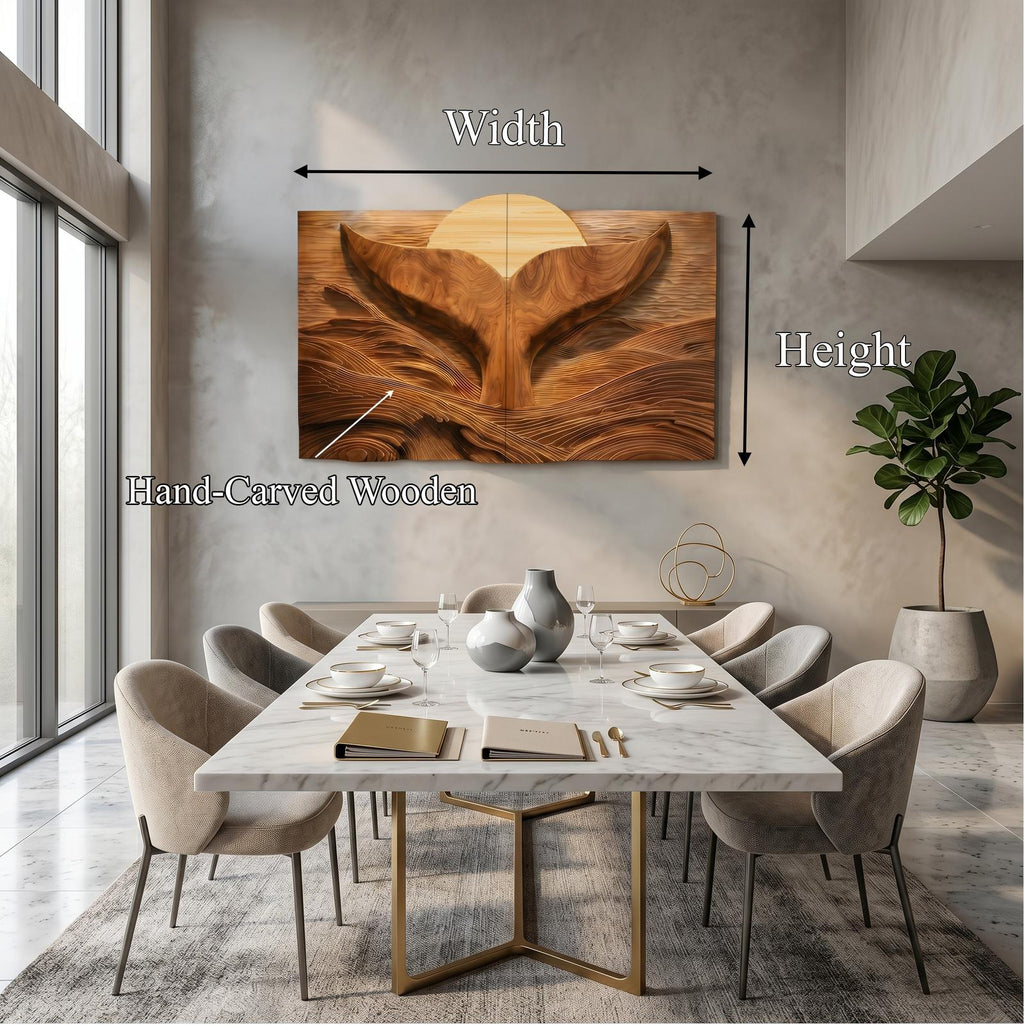 Eagle Sunrise Wooden Wall Art Panel, Majestic Carved Bird Landscape Decor for Living Room, Dining Room