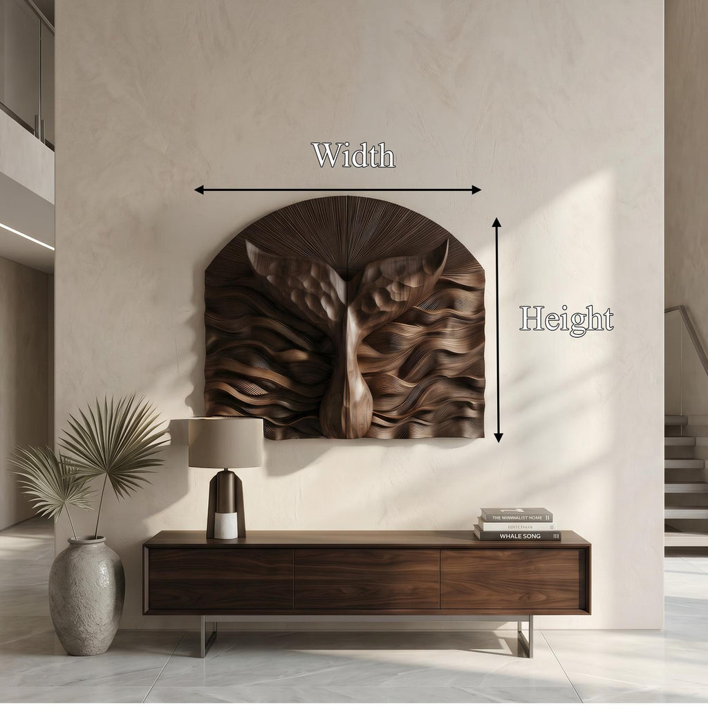 Abstract Wall Art, Sculptural 3D Relief Carved Wood Panel Decor for Contemporary Living Room & Entryway