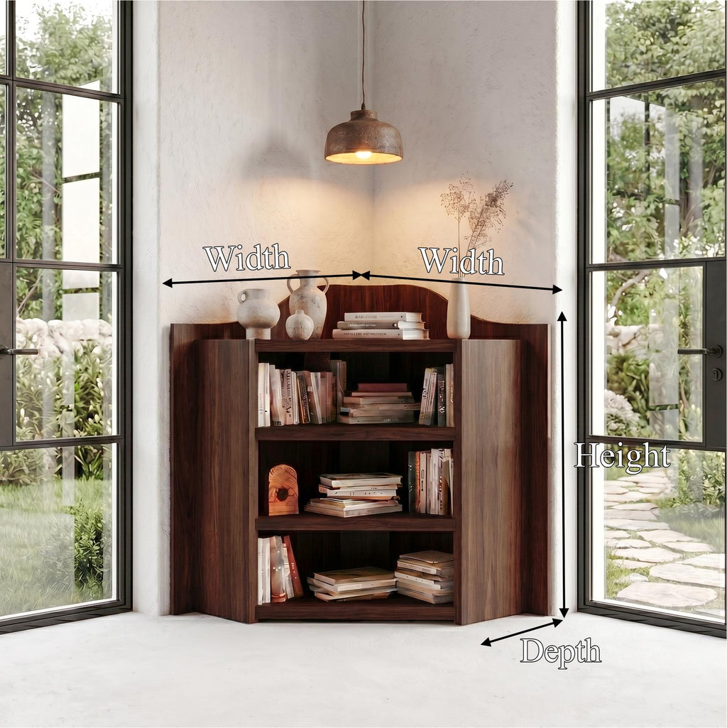 Natural Wooden Bookshelf, Open Multi-Tier Shelves & Storage Display Cabinet for Living Room & Bedroom