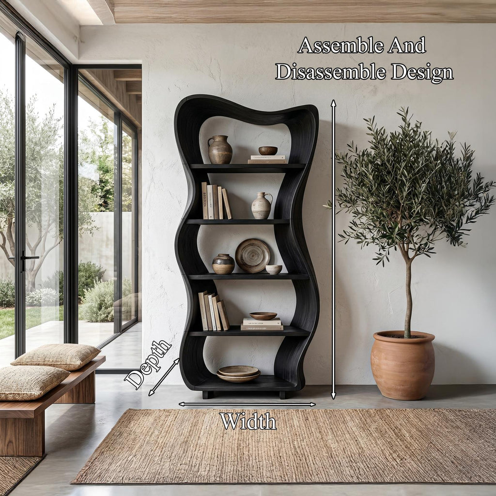 Sculptural Tree Shelf, Organic Solid Wood Bookcase and Display Rack for Living Room & Reading Corner