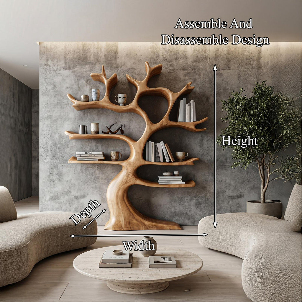 Organic Modern Tree Wall Shelf, Branch-Inspired Bookcase & Floating Storage Display