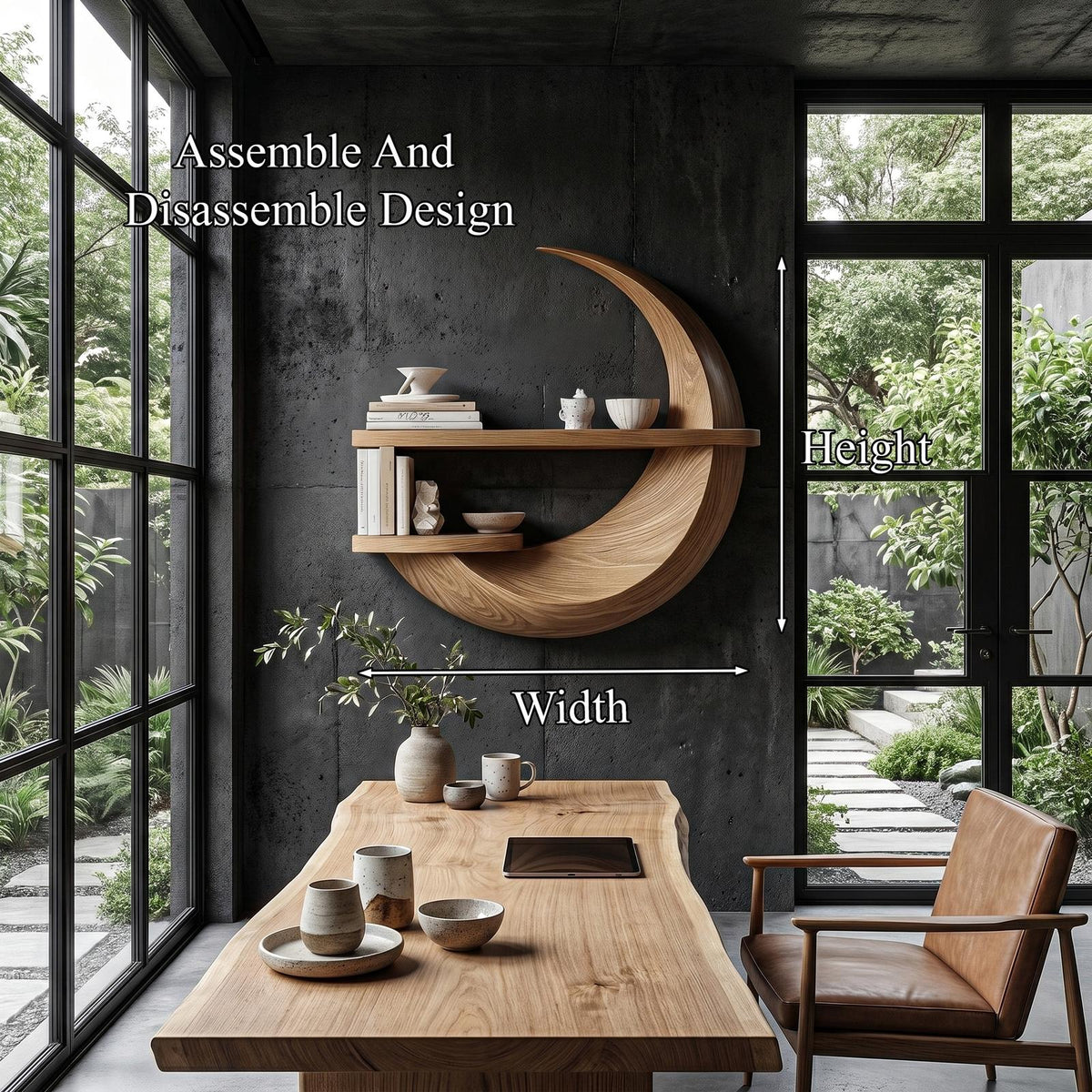 Rustic Floating Shelf with Natural Wood Display Storage, Wall Mounted Ledge Shelf