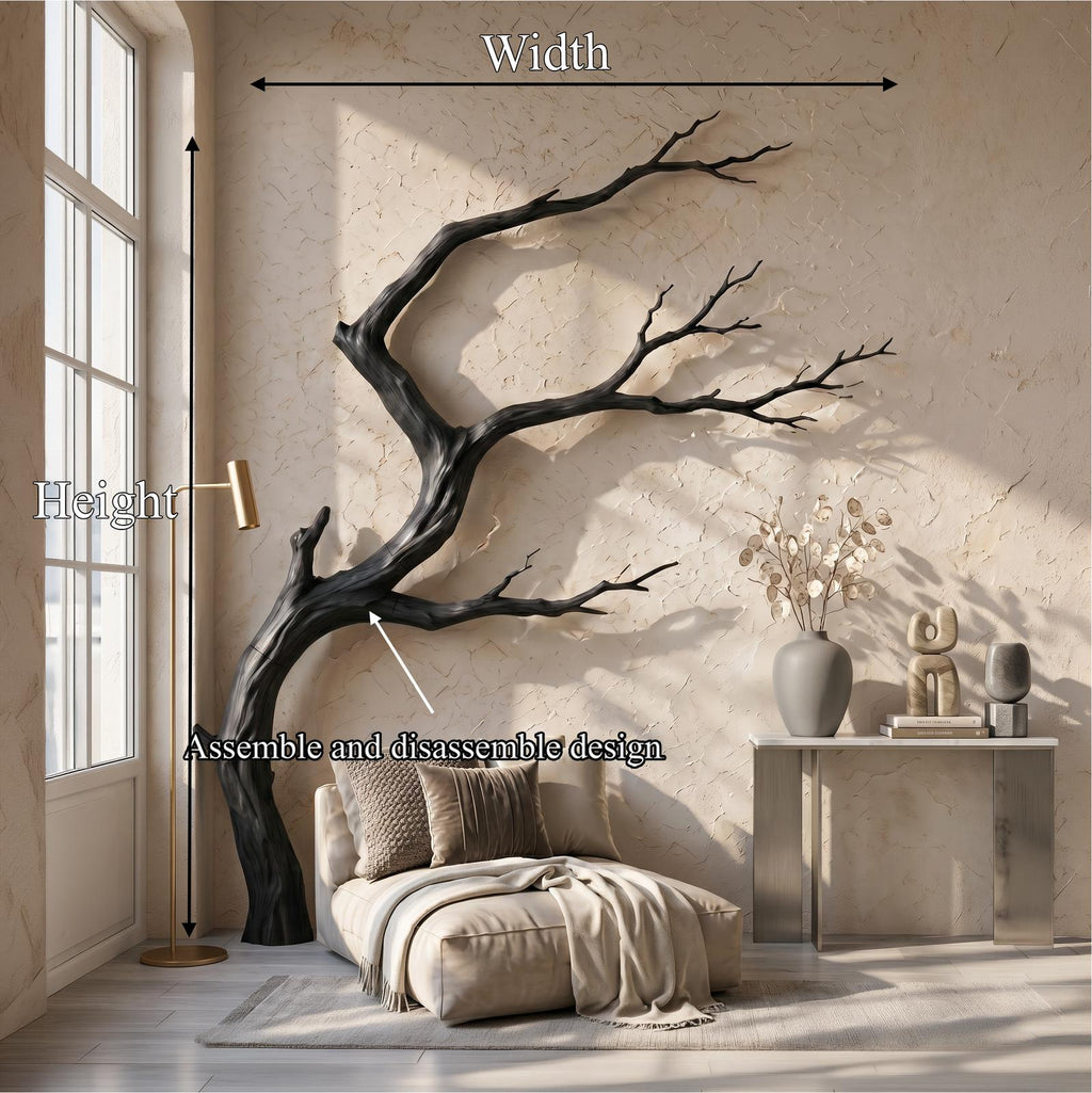 Organic Wood Wall Decor, Sculptural Tree Branch Form Hanging Nature Art for Living Room