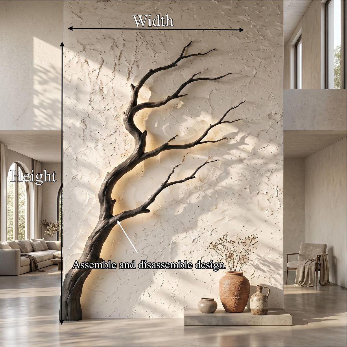 Spry Interior Organic Modern Wood Wall Decor, Sculptural Tree Branch Art for Entryway & Foyer, SINLSAWD128