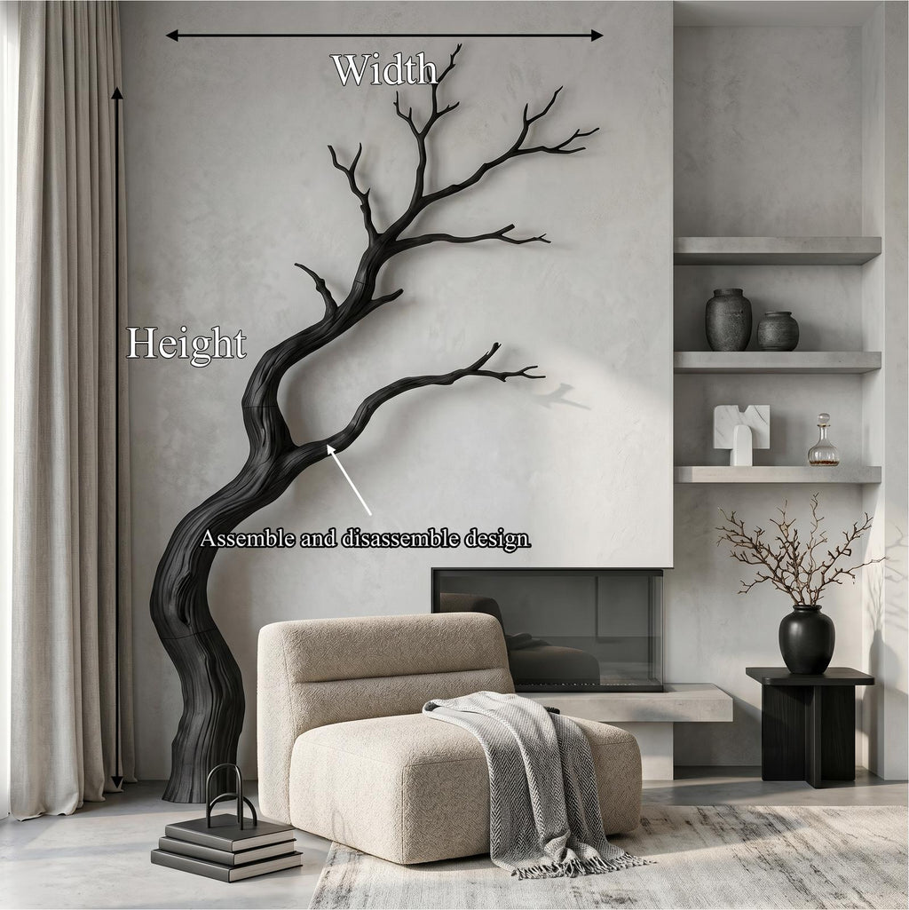 Modern Wooden Wall Decor, Sculptural Driftwood Branch Style Hanging Art for Living Room & Entryway