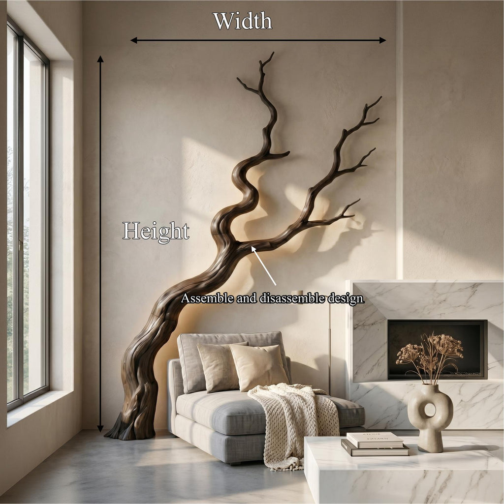 Nature Inspired Wall Decor, Sculptural Wood Tree Branch Art Sculpture for Living Room & Bedroom