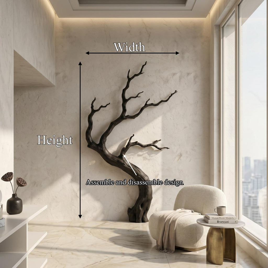 Rustic Wooden Wall Decor with Tree Branch Design, Handcrafted Driftwood Art Sculpture for Living Room