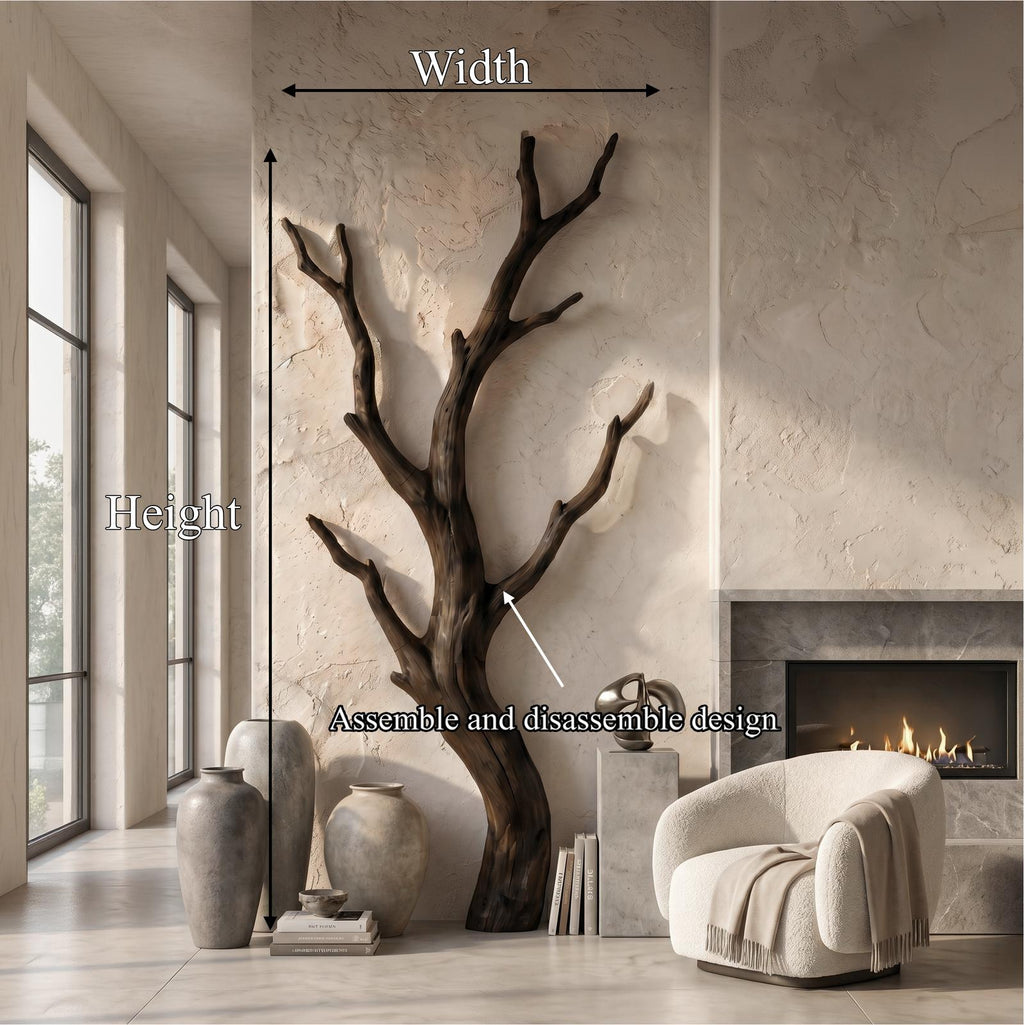 Organic Modern Branch Wall Art, Handcrafted Wood Tree Branch Sculpture for Living Room Decor