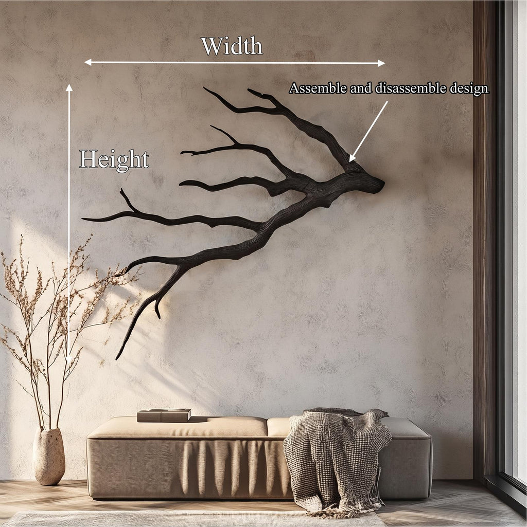 Sculptural Tree Branch Wood Wall Art, Handcrafted Rustic Driftwood Wall Hanging Decor for Home, Model