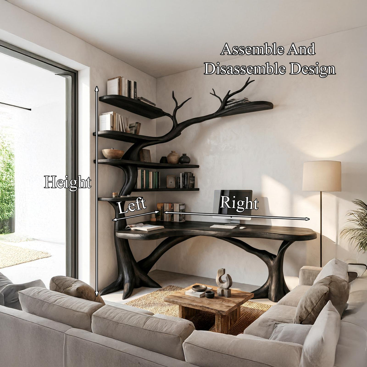 Sculptural Tree Desk With Handcrafted Solid Wood Design For Home Office