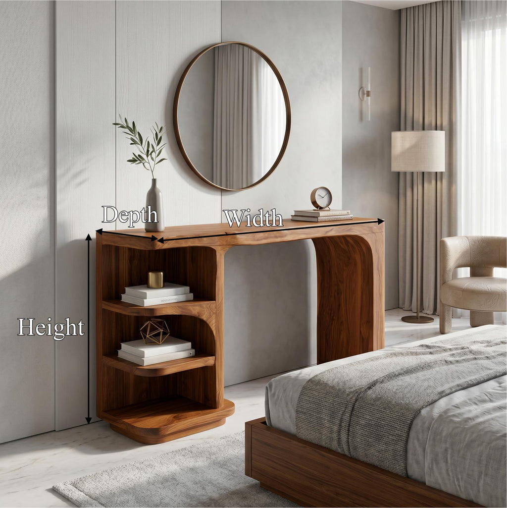 Contemporary Dressing Table With Waterfall Wood Structure For Bedroom