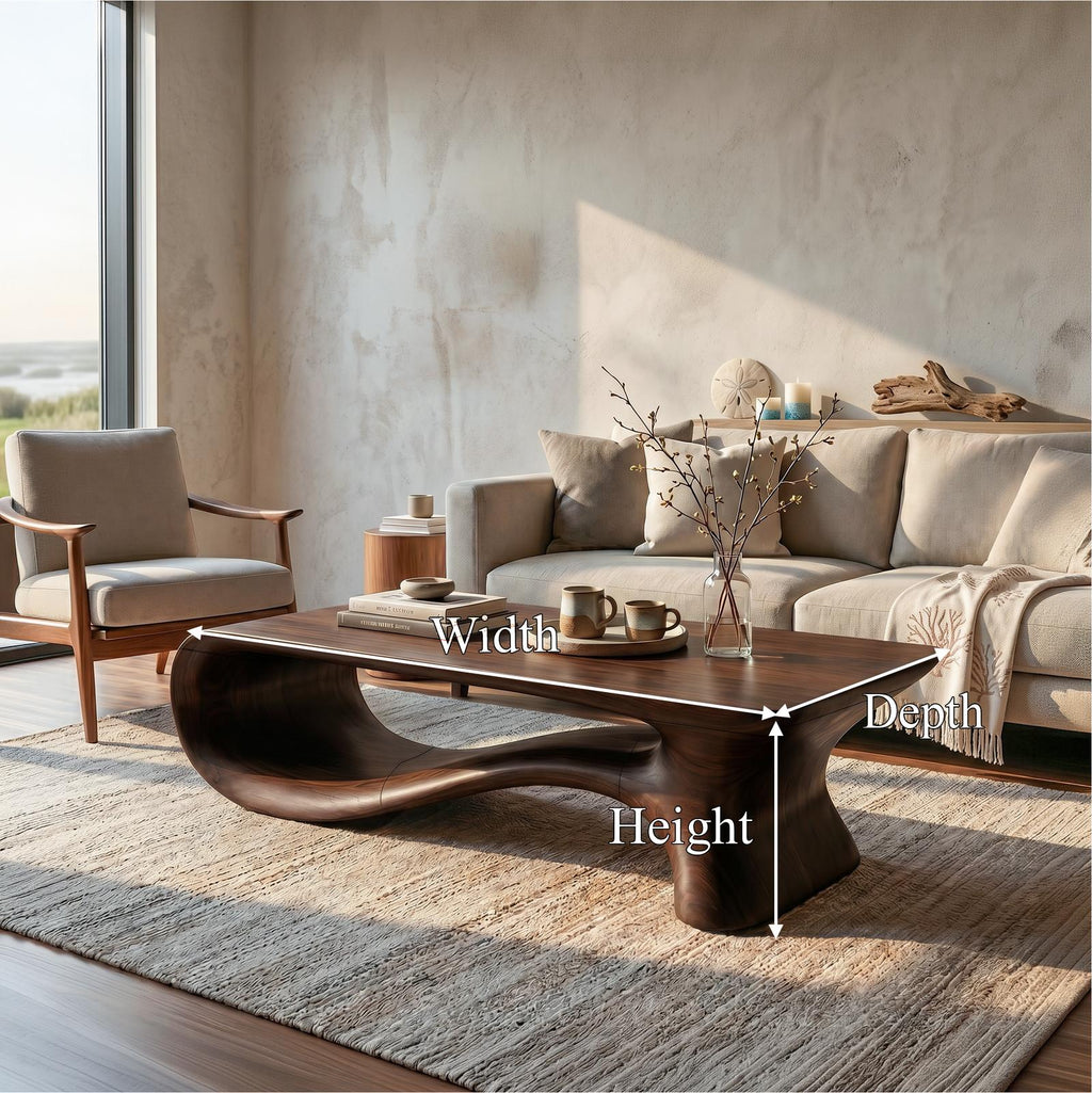 Modern Coffee Table With Flowing Organic Silhouette For Living Room