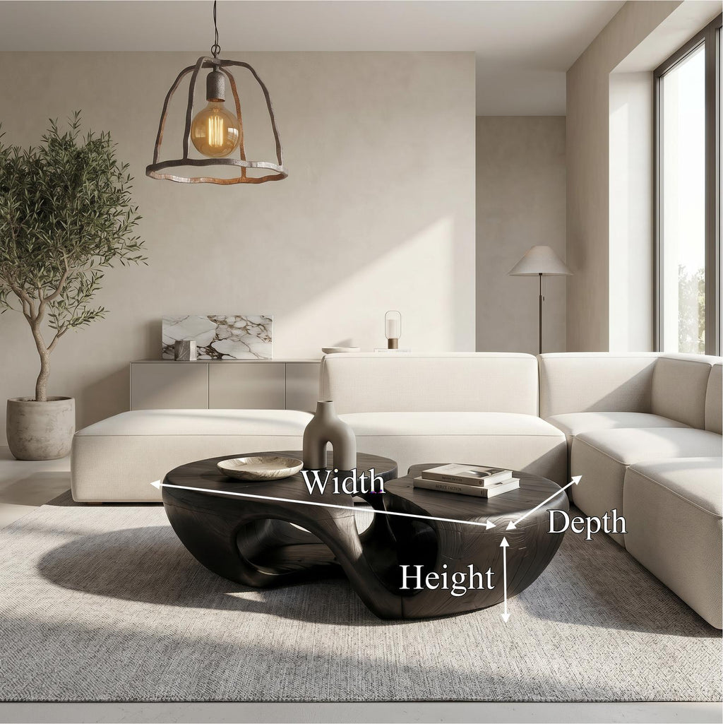 Nature Inspired Coffee Table With Artistic Open Base Design For Living Room