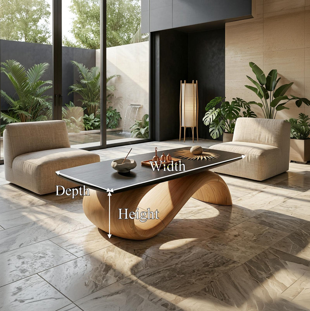 Handcrafted Coffee Table With Artistic Wood Design For Living Room