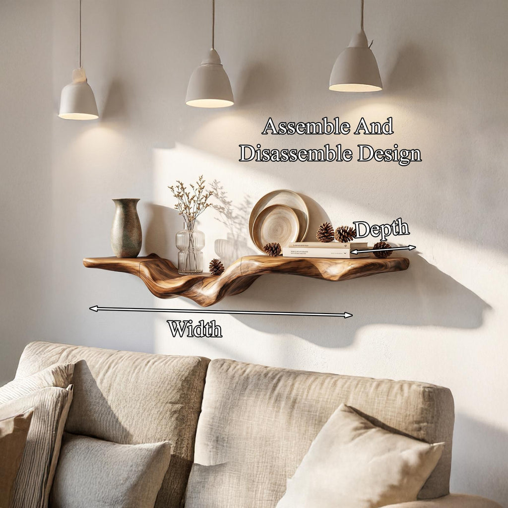 Rustic Floating Shelf With Natural Wood Flowing Form For Living Room SINLHAFL554