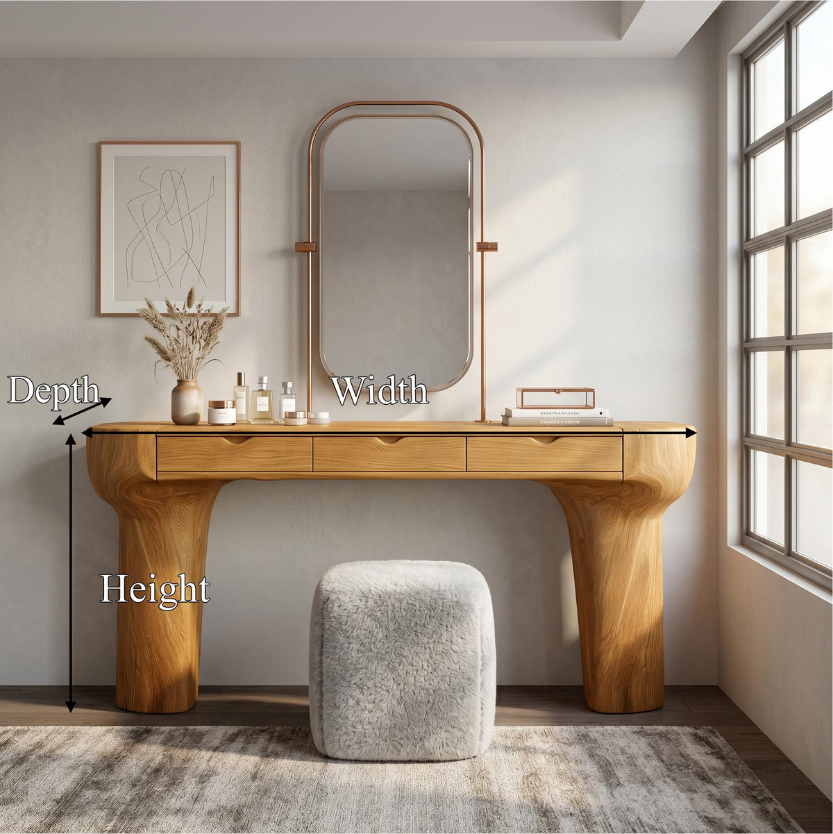 Rustic Dressing Table With Solid Wood Design For Bedroom