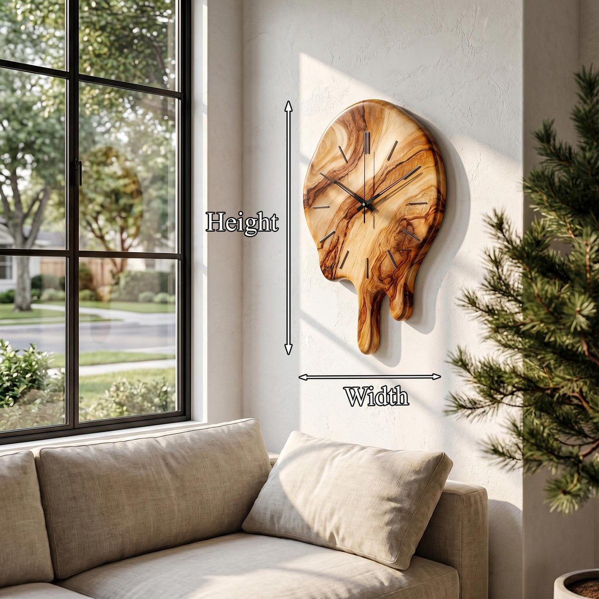 Handcrafted Wood Wall Clock With Live Edge Tree Slice Design For Living Room SINLHACK028
