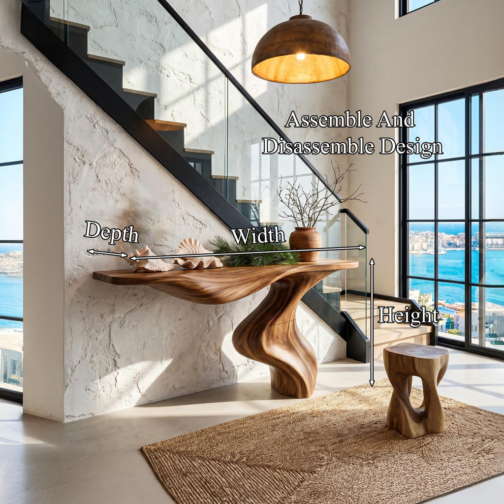 Modern Console Table With Statement Sculptural Base For Living Room
