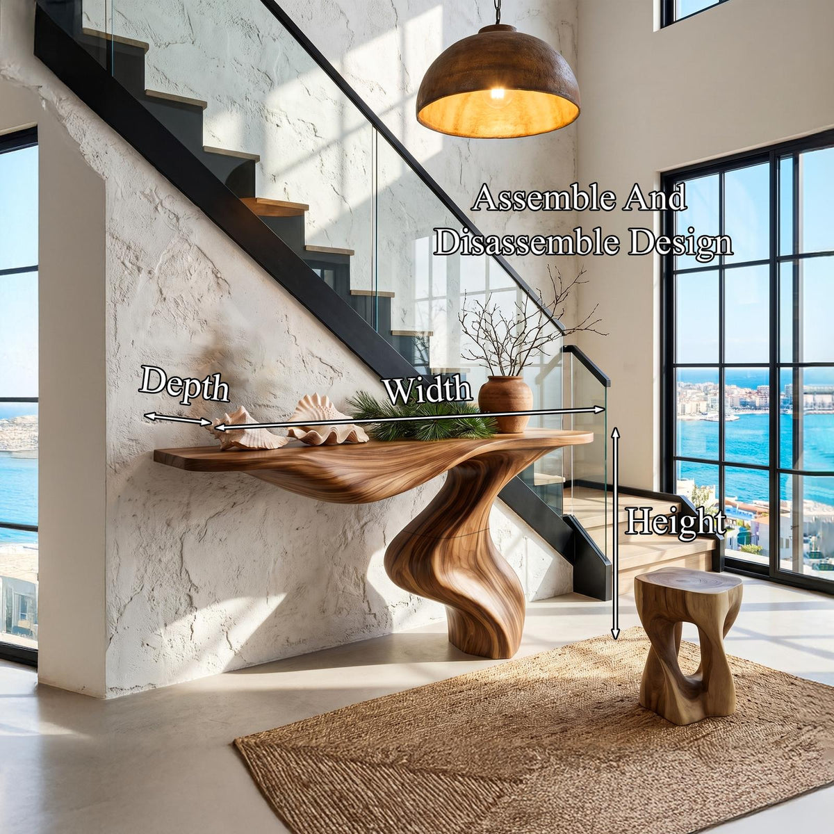 Modern Console Table With Statement Sculptural Base For Living Room