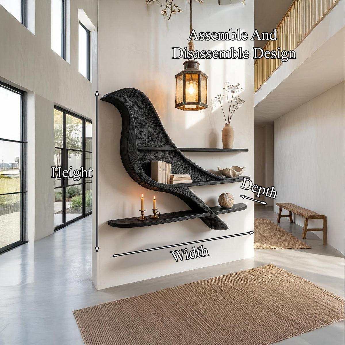 Organic Wave Bookshelf With Sculptural Wall Mounted Shelves For Living Room
