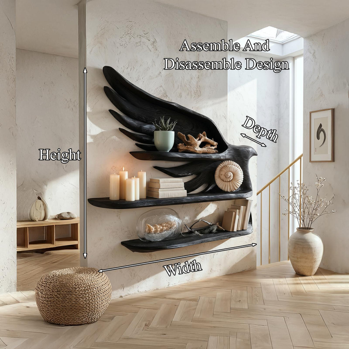 Handcrafted Wave Bookshelf With Artistic Curved Structure For Home Decor