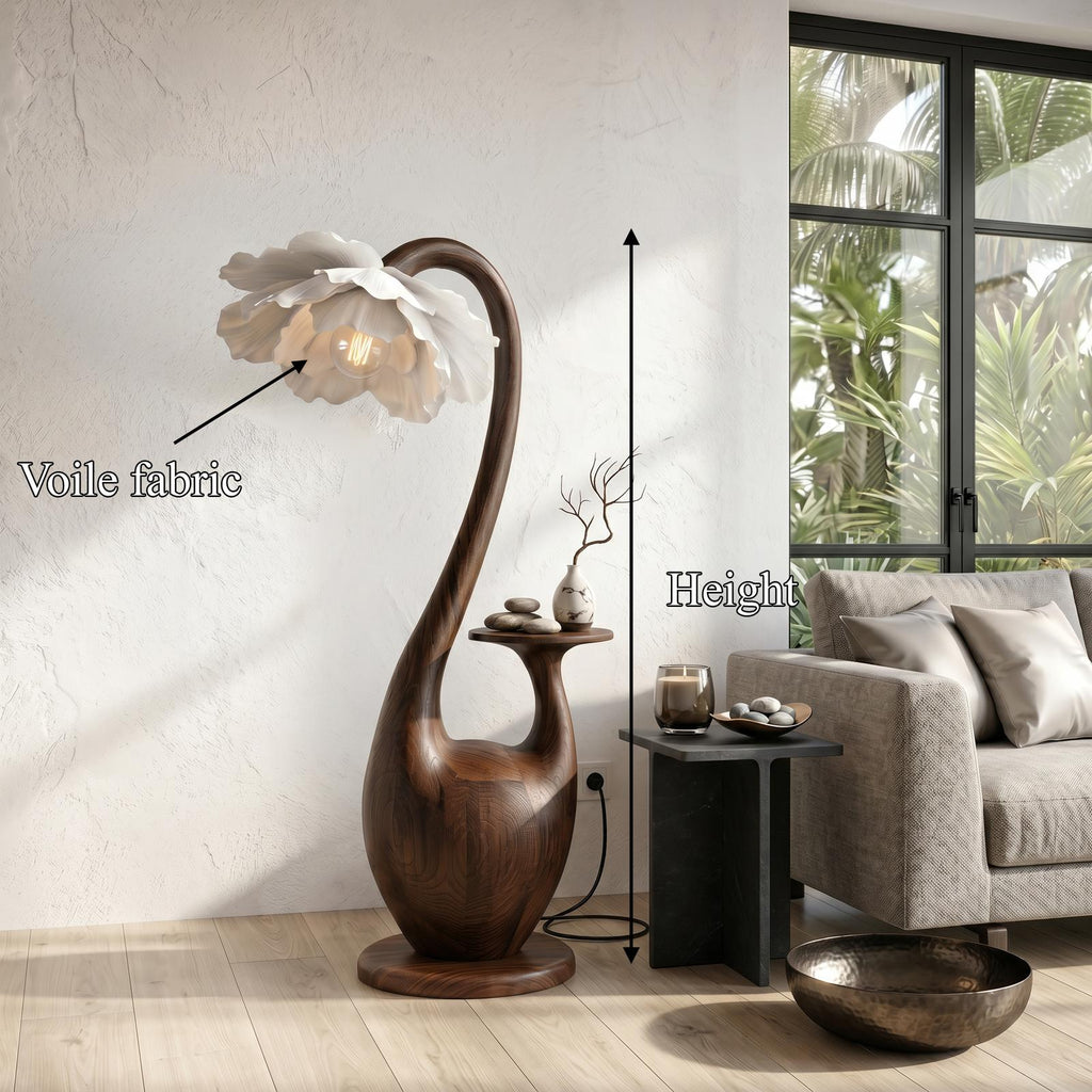 Artistic Floor Lamp With Sculptural Organic Base And Integrated Shelf For Reading Nook SINLSAFLP130