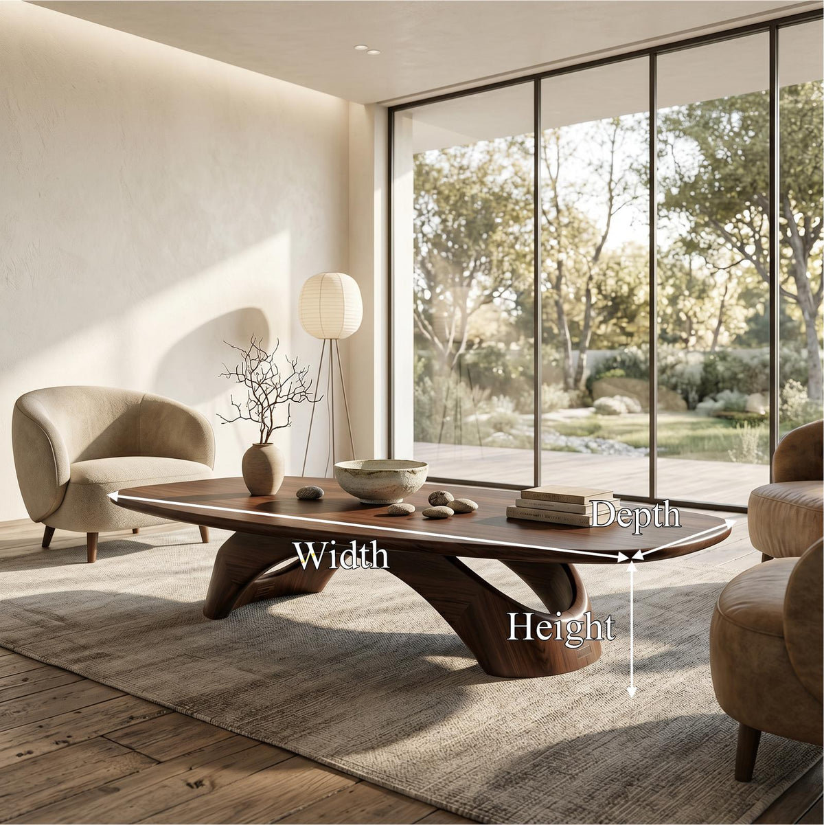 Rustic Coffee Table With Sculptural Wooden Base For Living Room