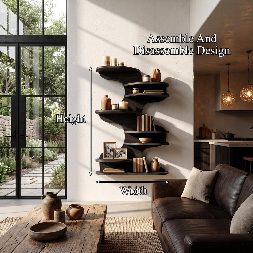 Modern Floating Shelf With Nature Inspired Tree Branch Form For Living Room