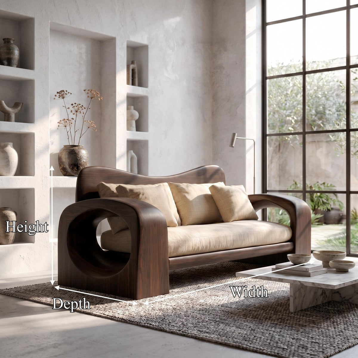 Organic Sofa Frame With Handcrafted Solid Wood Structure For Living Room