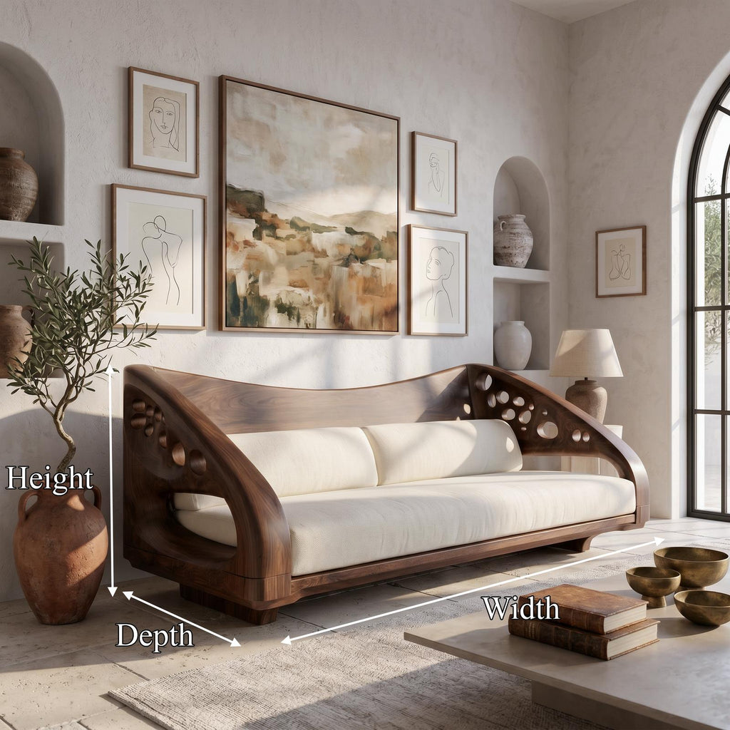 Organic Wooden Sofa Frame With Handcrafted Artistic Design