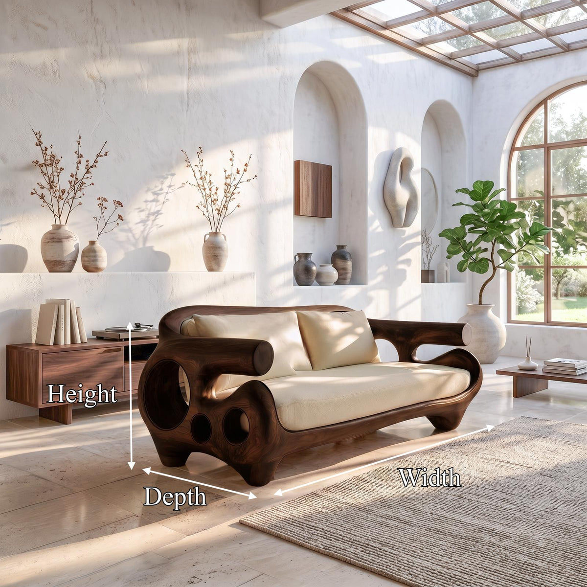 Minimalist Sofa Frame With Solid Wood Artistic Arms For Living Room