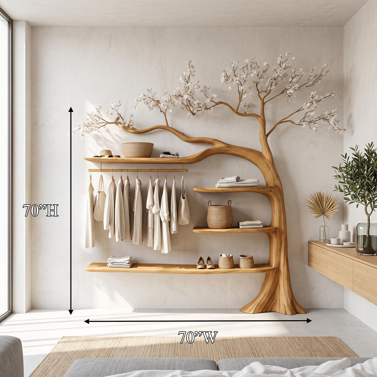 Rustic Tree Coat Rack Bedroom Closet