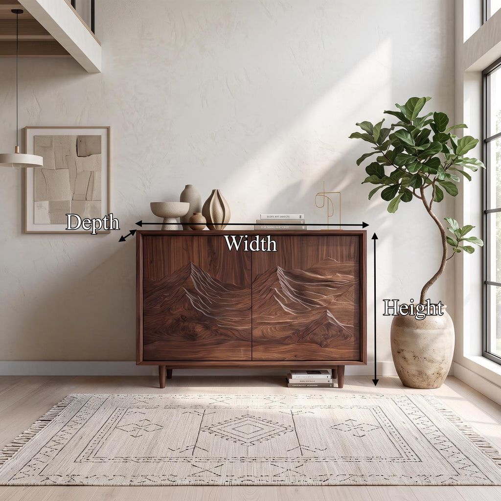 Rustic Sculptural Artistic Cabinet For Living Room And Interior Space